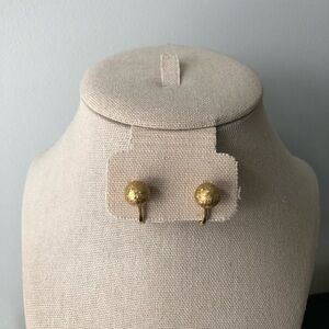 Women’s Vintage Monet Gold-tone Textured Ball clip-on earrings